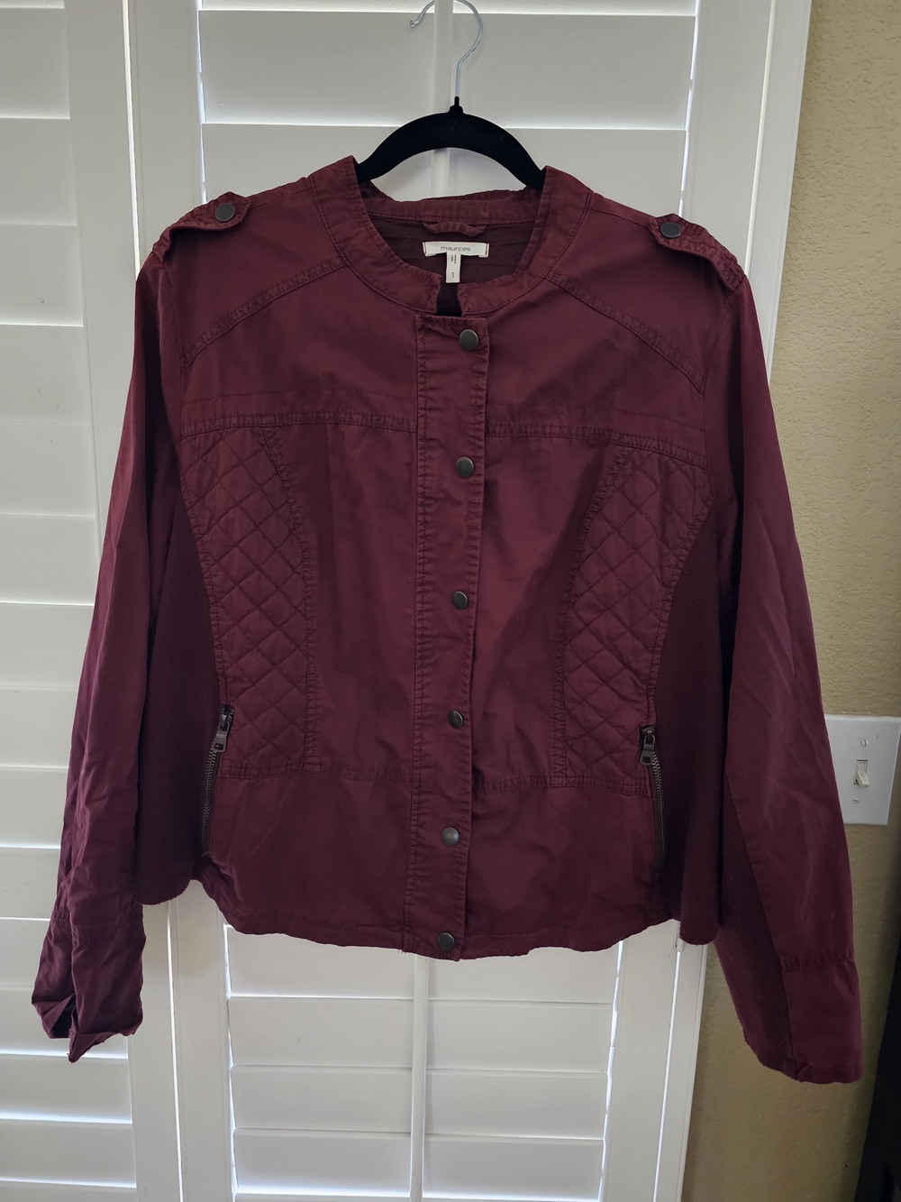 Maurices Quilted Utility Jacket - Burgundy